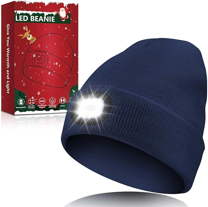 Unisex LED Beanie Hat with Light, USB Rechargeable Headlamp Beanie, Birthday Gifts for Women Men ... | Amazon (US)