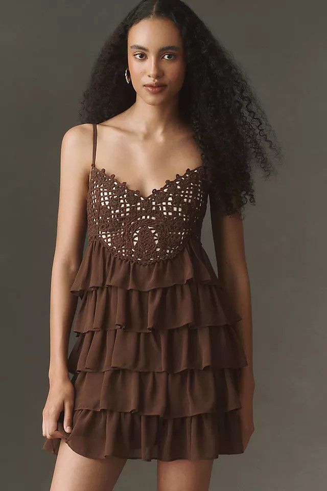 Crochet Ruffle Mini Dress | Anthropologie (US)