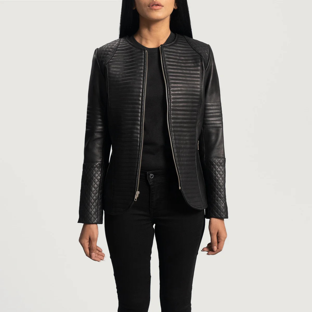 Women's Nexi Quilted Black Leather Jacket | The Jacket Maker
