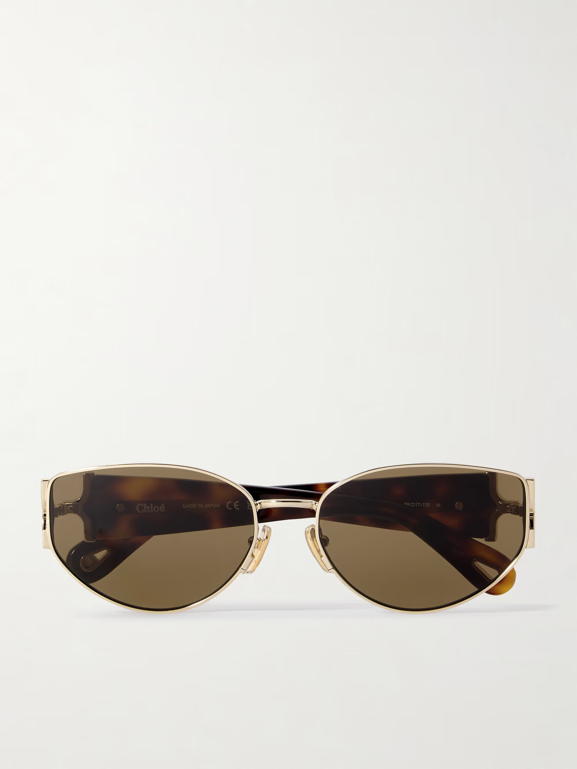 Oval-frame gold-tone and tortoiseshell acetate sunglasses | NET-A-PORTER (UK & EU)