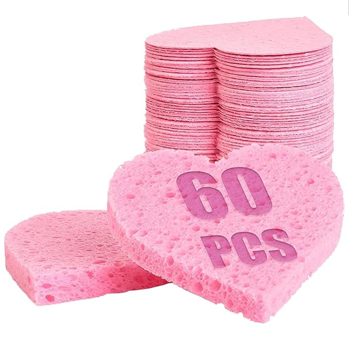 60-Count Compressed Facial Sponges | Cellulose Facial Sponges | 100% Natural Cosmetic Spa Sponges... | Amazon (US)