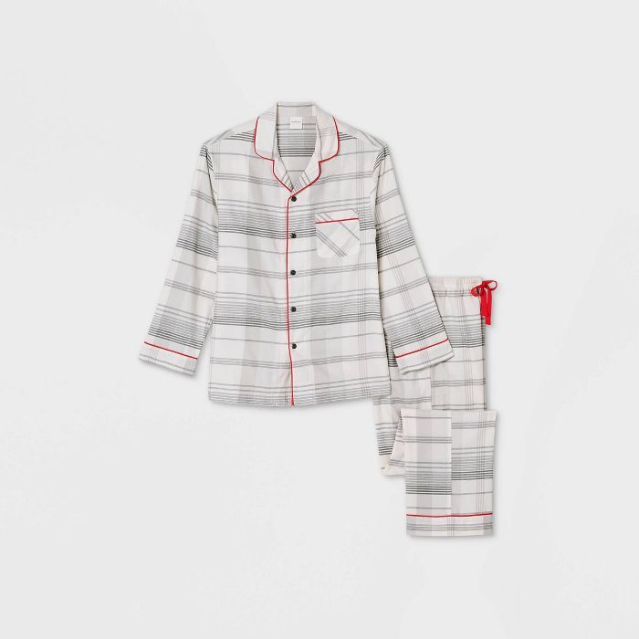 Men's Holiday Plaid with Trim 2pc Pajama Set Gray/Red - Hearth & Hand™ with Magnolia | Target