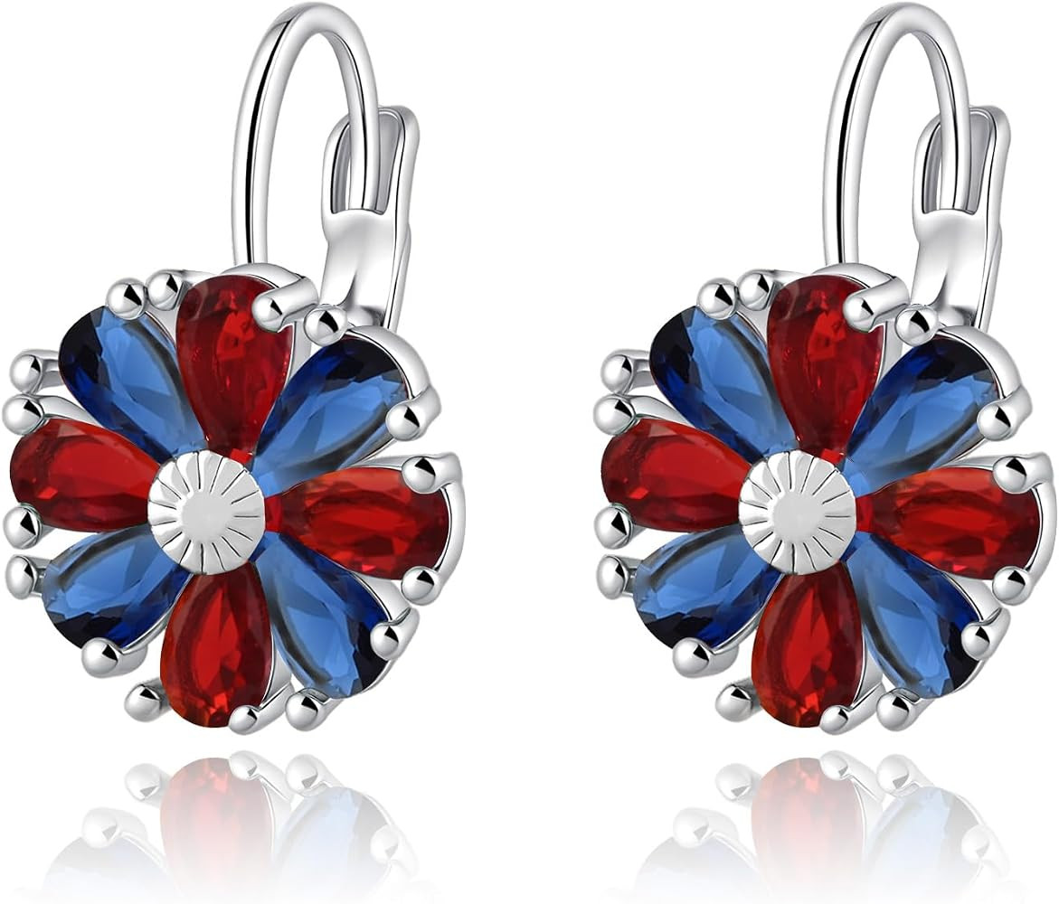 Gold Plated Flower Earrings Birthstone Leverback Earrings Hypoallergenic Vintage Floral Earrings ... | Amazon (US)
