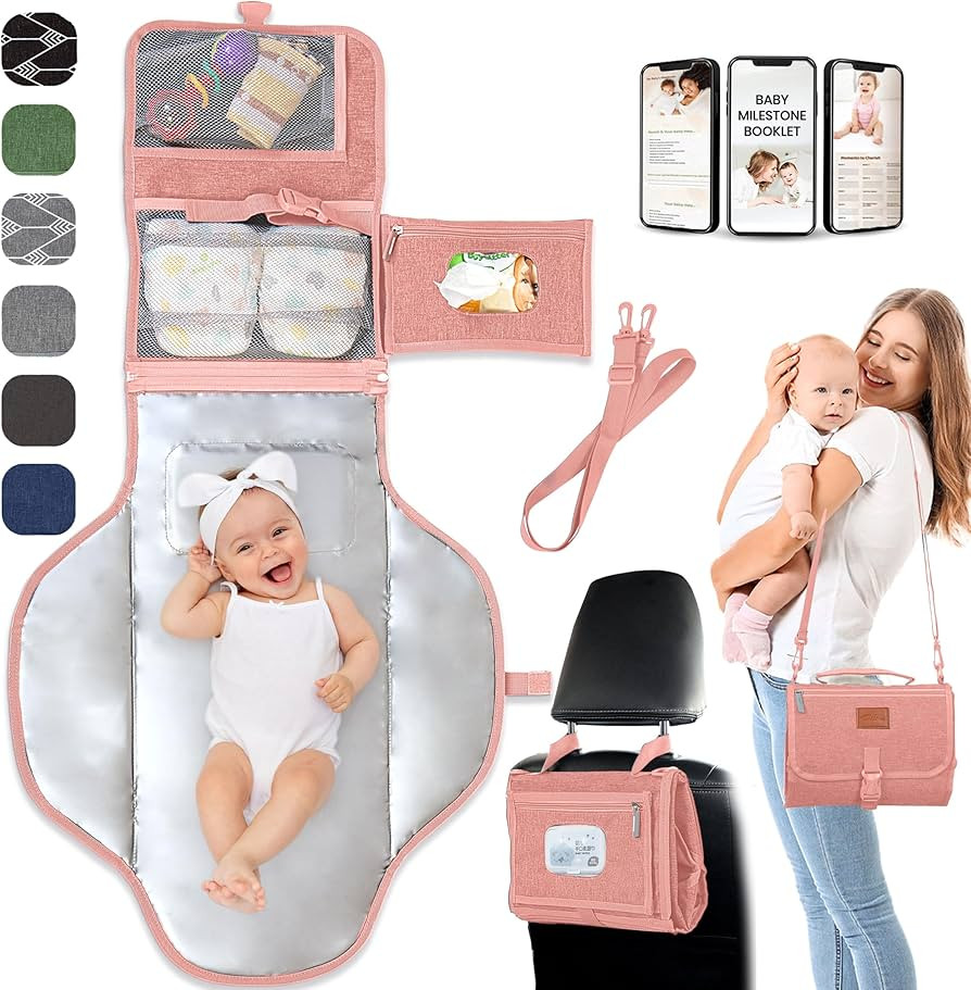 Portable Changing Pad for Baby – Soft, Comfortable Portable Diaper Changing Pad with Wipes Pock... | Amazon (US)