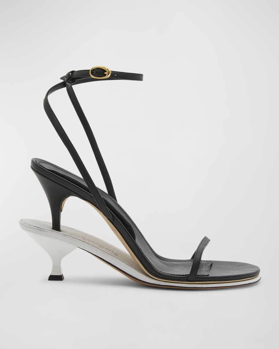 Jacquemus Les Doubles Ankle-Strap Bicolor Sandals | Neiman Marcus