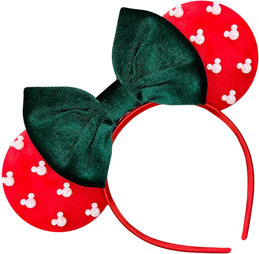 Trnerm Large Fuzzy Green & Red Headbands for Women and Adults - Christmas Headband with Plush Ear... | Amazon (US)