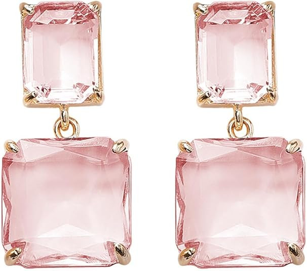 Crystal Square Earrings for Women Clear Earrings Rhinestone Square Geometric Earrings Transparent... | Amazon (US)