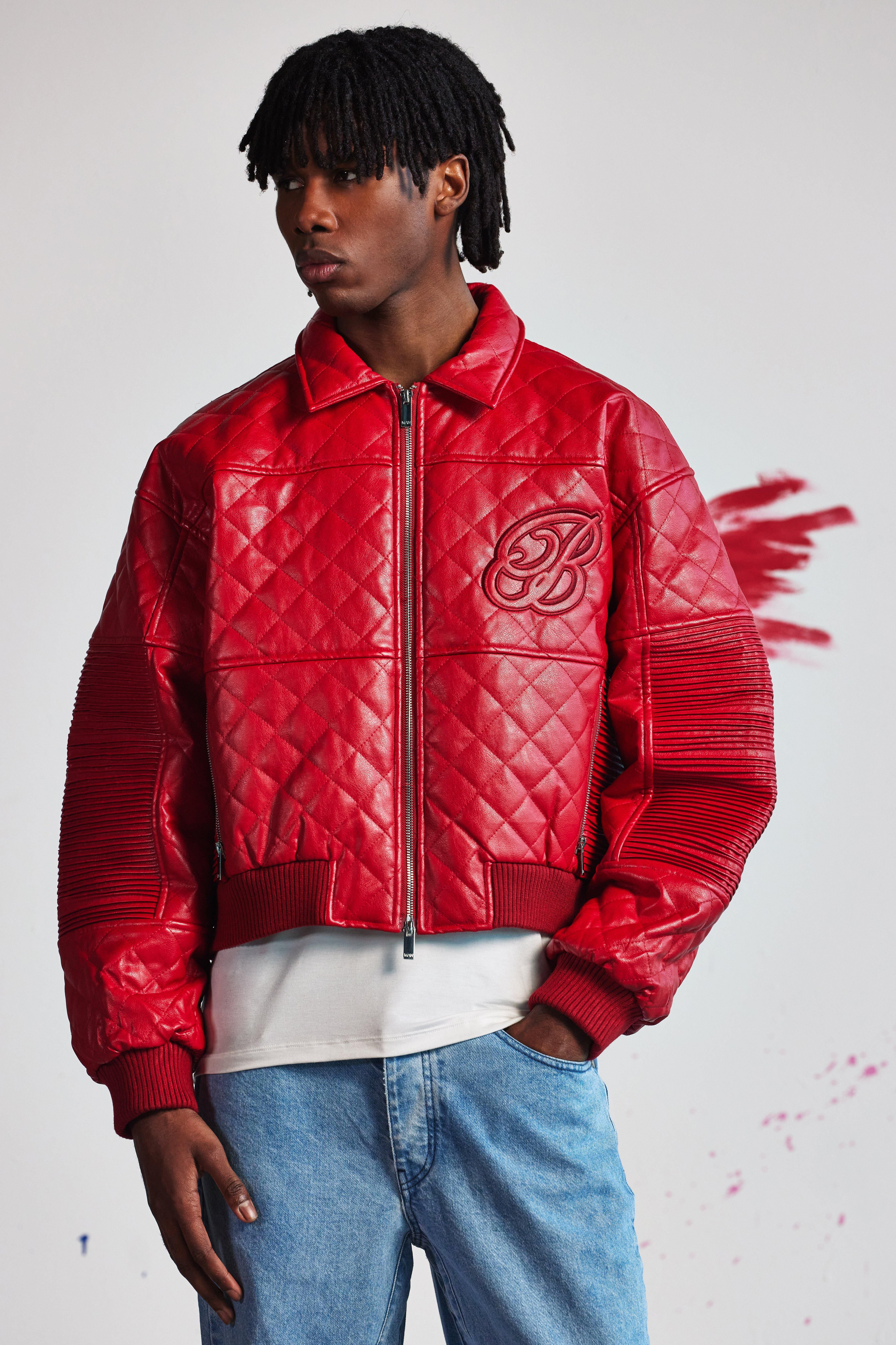 Boxy Fit Pu Quilted Collared Bomber | boohooMAN (DE, IE & UK)