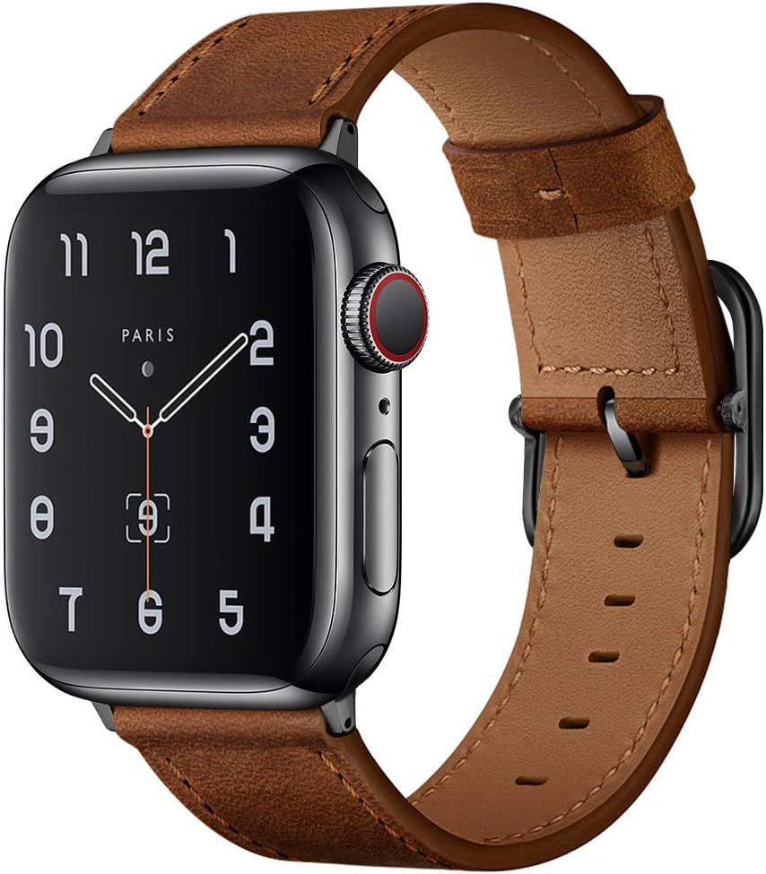 amBand Leather Band Compatible with Apple Watch SE Series 7/6 38mm 40mm 41mm 42mm 44mm 45mm, Genu... | Amazon (US)