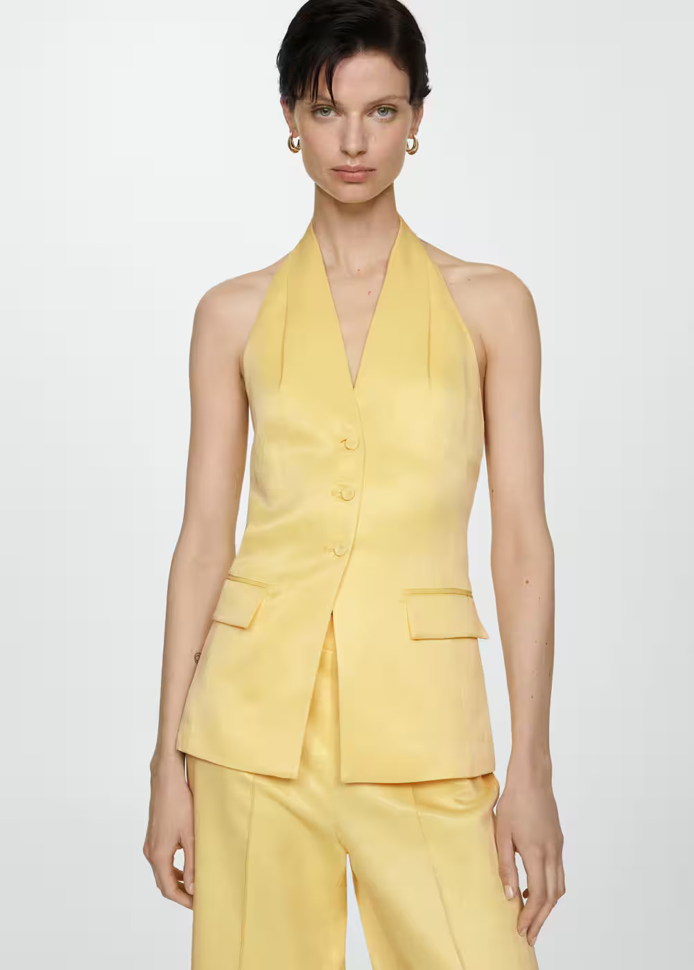 Halter-neck vest with buttons | MANGO (US)