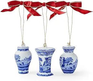 Spode Blue Italian Mini Urn Ornaments (Set of 3) | Hanging Ornaments for Christmas Décor | Made ... | Amazon (US)