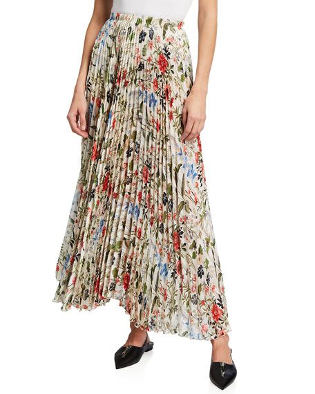 Loyd/Ford Flower Pleated Maxi Skirt | Neiman Marcus