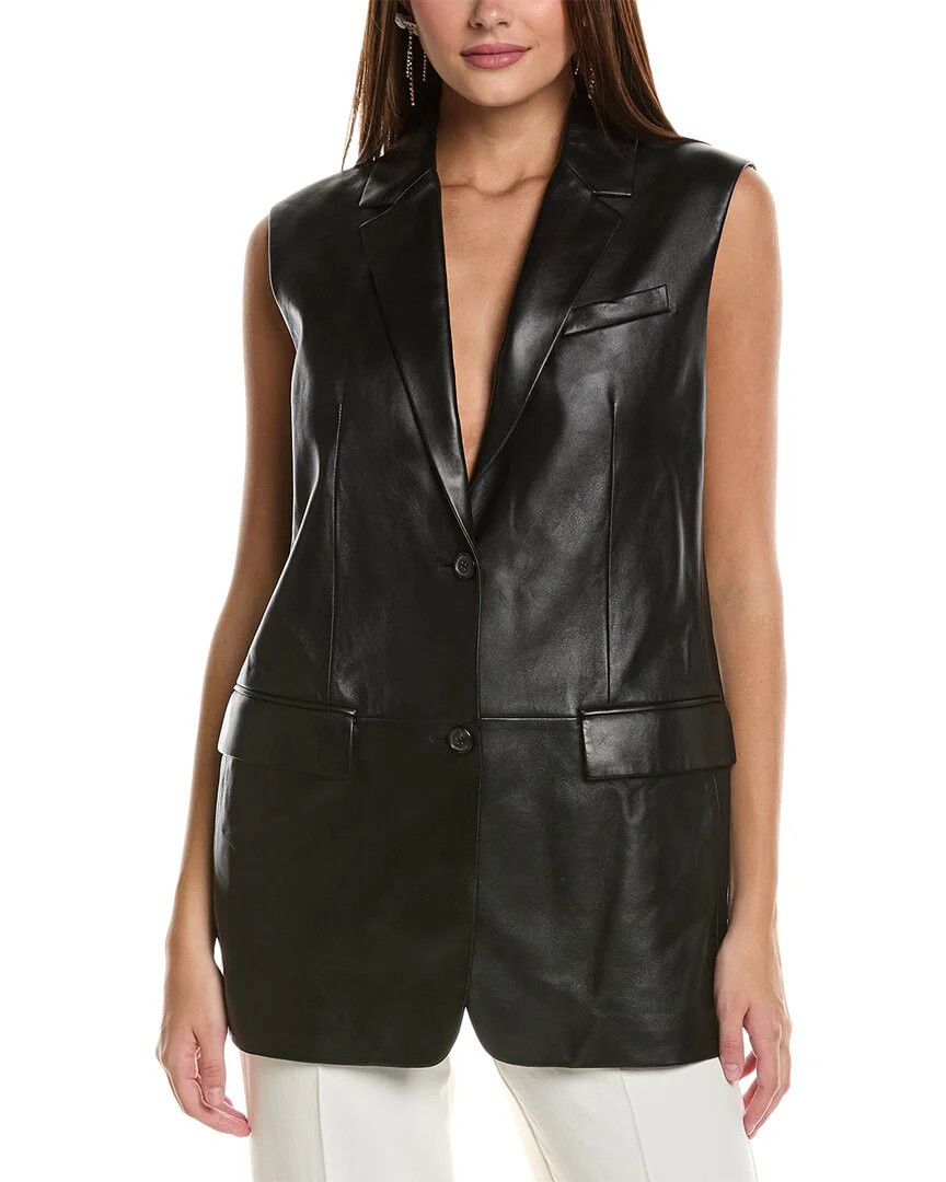 Michael Kors Collection Boyfriend Leather Vest | Shop Simon
