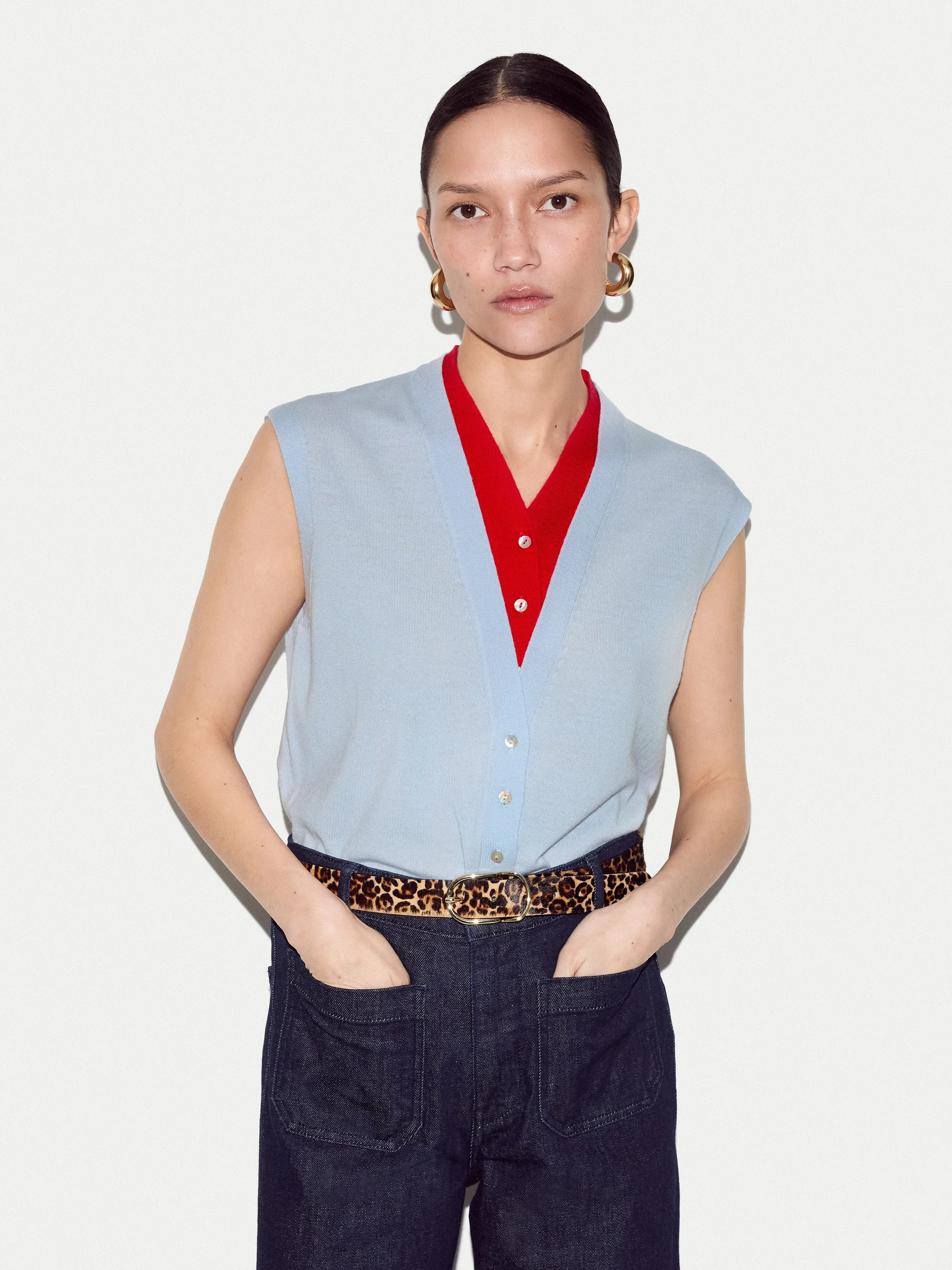 Merino Double Layer Tank | Blue | Jigsaw (UK)