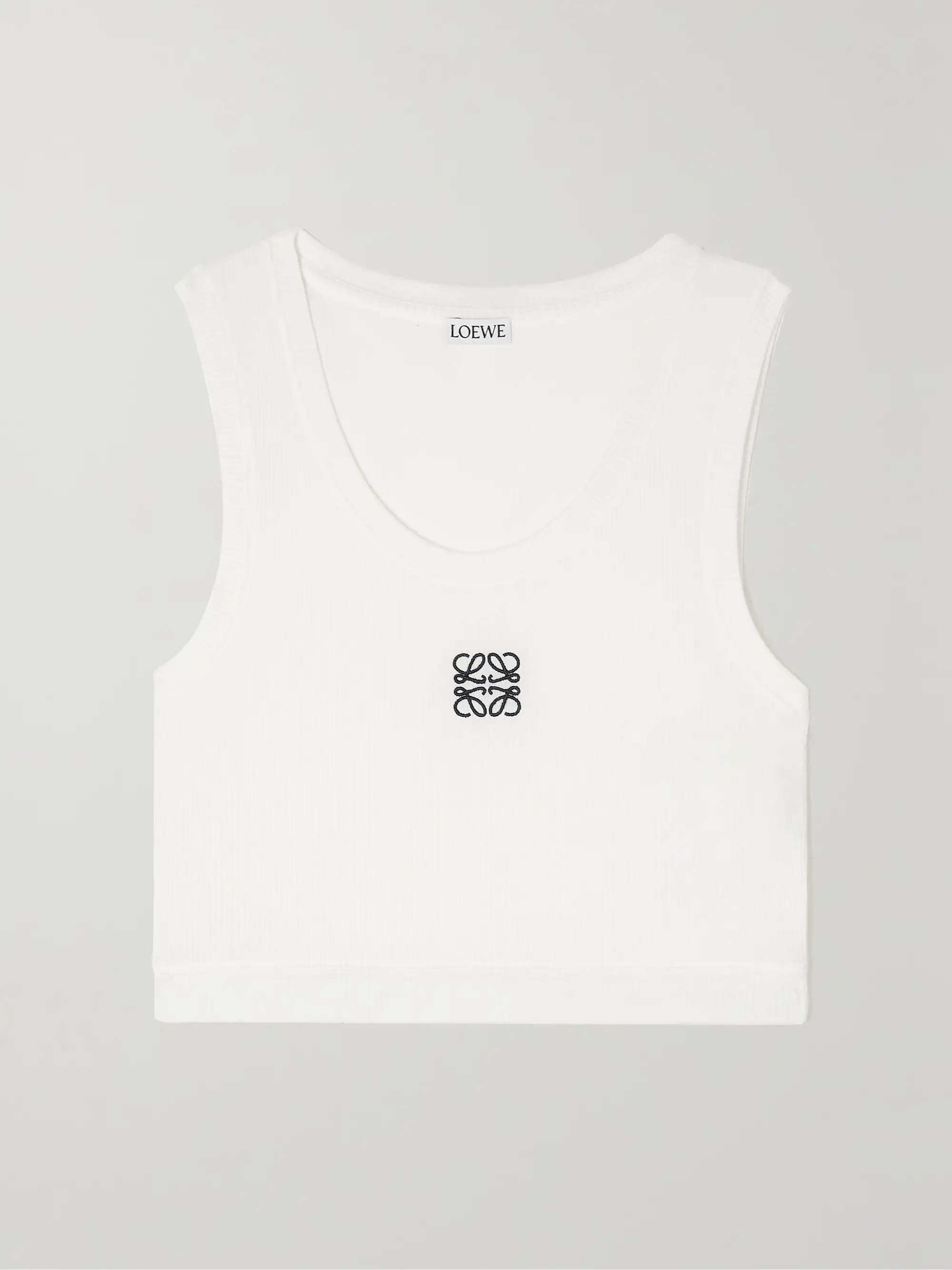 Cropped embroidered ribbed stretch-cotton jersey tank | NET-A-PORTER APAC