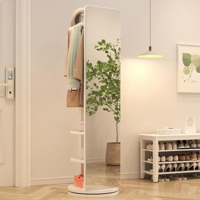 PAGED 65.7"x17.7" Full Length Mirror,Leaning Floor Full Body Mirror with Shelves for Storage,Suitable for Bedroom,Living Room,Cloakroom,White | Target