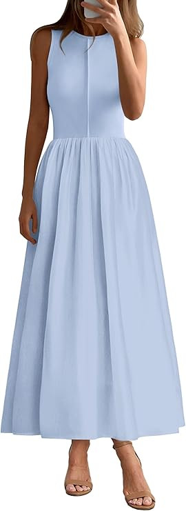 PRETTYGARDEN Maxi Dresses for Women 2026 Summer Casual Sleeveless Patchwork Flowy Vacation Sundre... | Amazon (US)