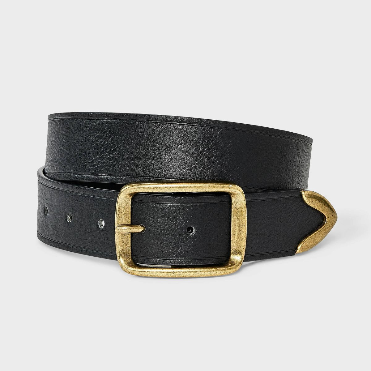 Beveled Buckle with Metal Tip Belt - Universal Thread™ Black | Target