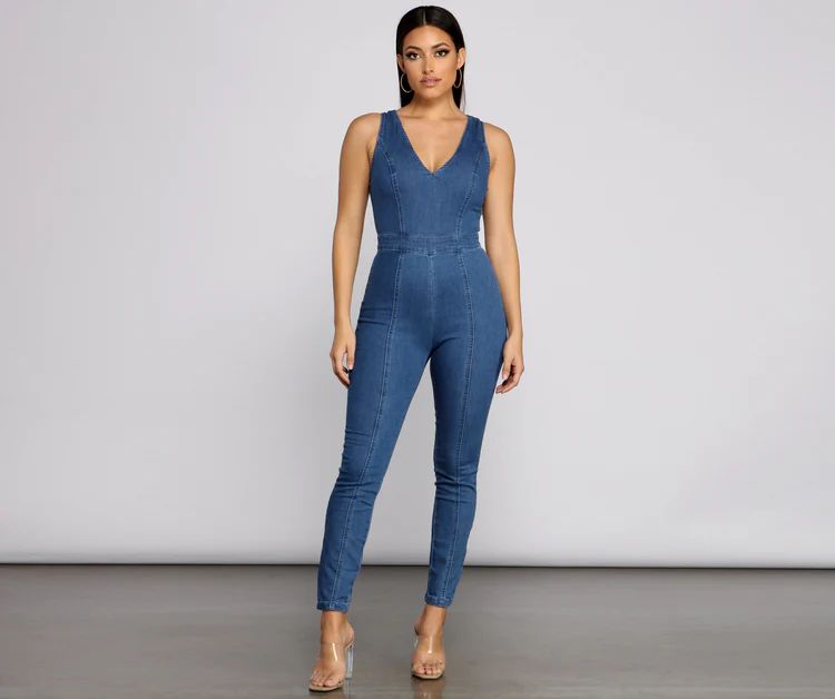 Denim Diva Sleeveless Catsuit | Windsor Stores