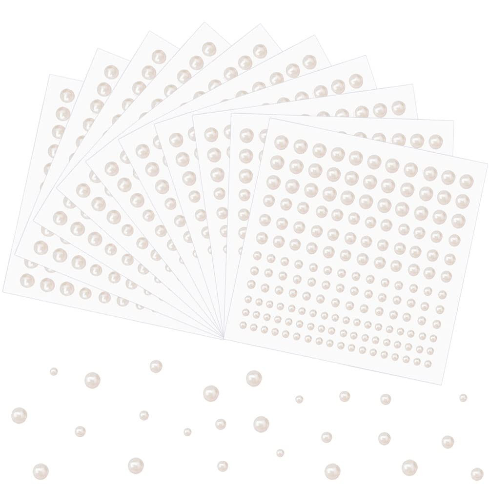 Pearl Stickers for Crafts Self Adhesive Face Pearl Sticker Gems Hair Pearls Stick On 1650 Pcs Pea... | Amazon (US)