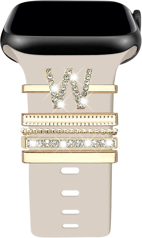 Kakurookie Decorative Rings Loops Compatible with Apple Watch Silicone Bands Charms 45mm 44mm 42m... | Amazon (US)