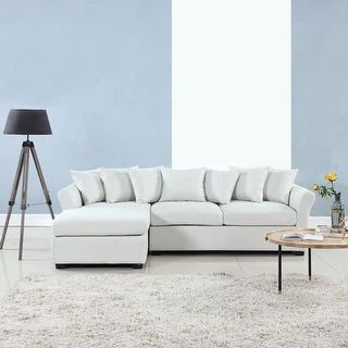 Large Linen Fabric Sectional Sofa w/ lounge - Beige | Bed Bath & Beyond