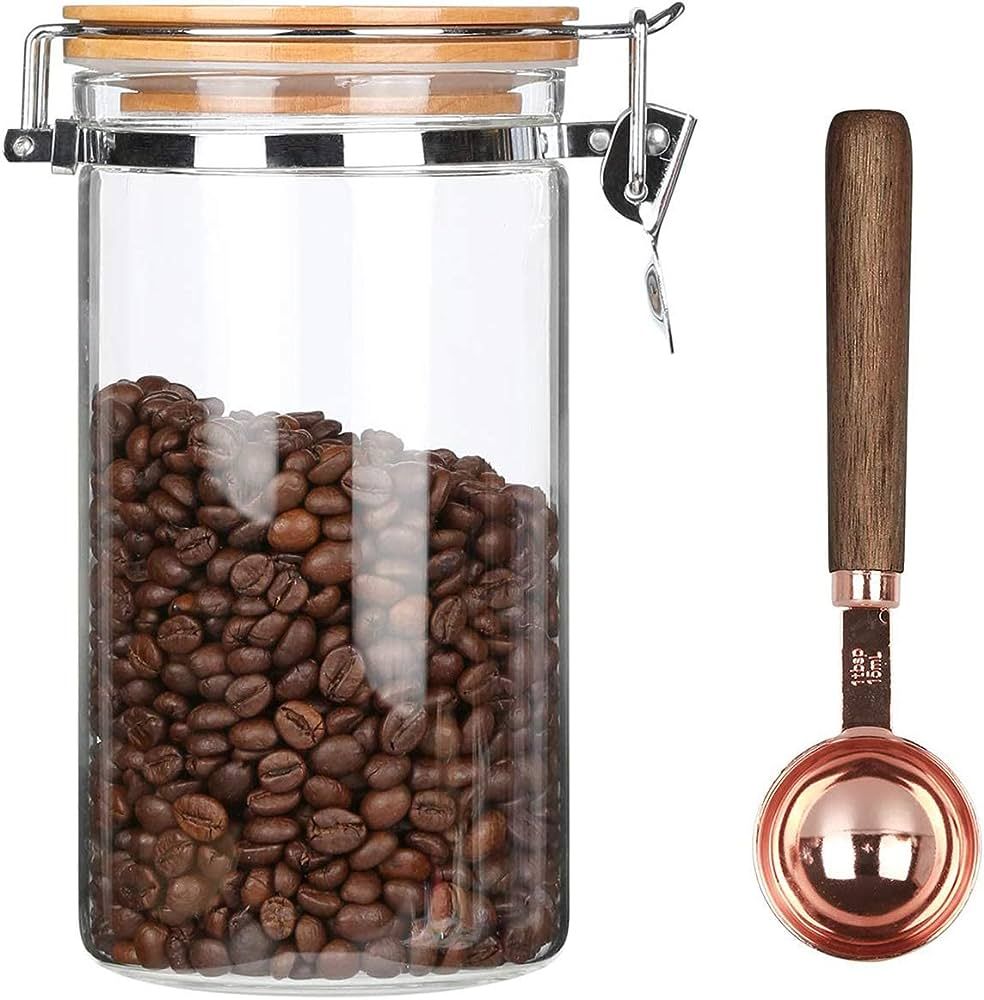 KKC Borosilicate Glass Coffee Bean Storage Container with Airtight Lid,Glass Sealed Jar with Lock... | Amazon (US)