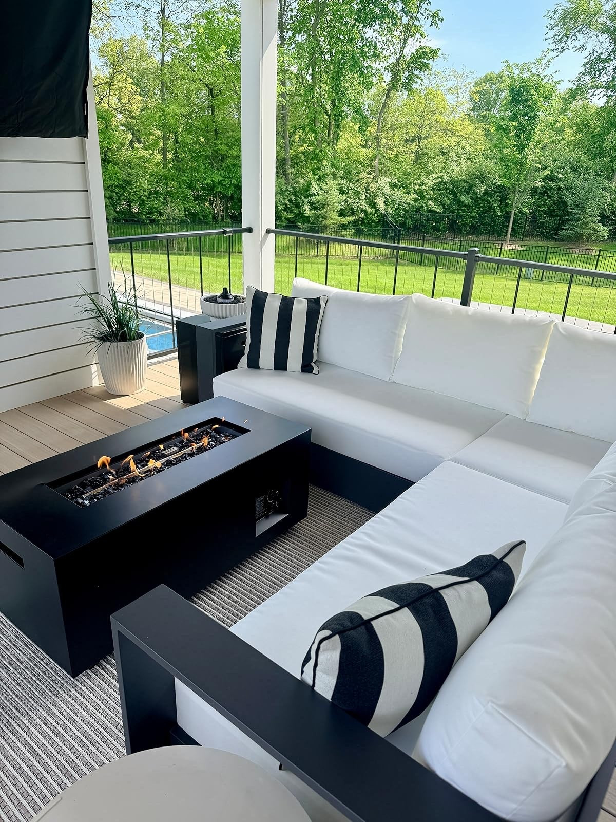 Relax on your deck with the perfect setup! Cozy cushions, stylish decor, and a warm fire pit. #outdoorliving #relaxation

#LTKSeasonal #LTKHome