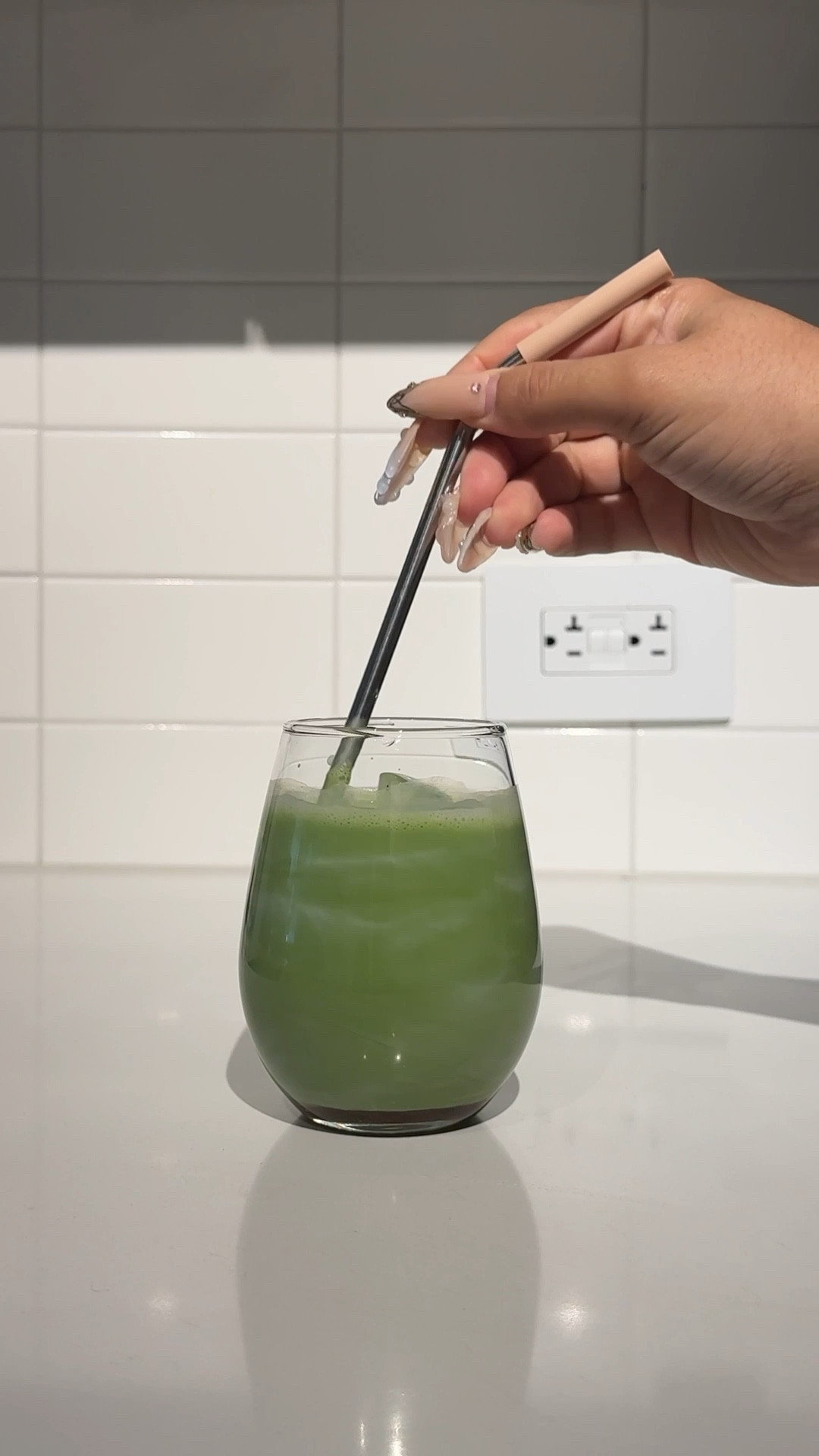 We have matcha at home! I love a good matcha latte and making them at home really helps get my morning started. I use oat milk and a little agave for sweetness and i have the perfect matcha, at home.