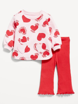 Heart-Print Tunic Sweatshirt and Flare Leggings Set for Baby | Old Navy (US)