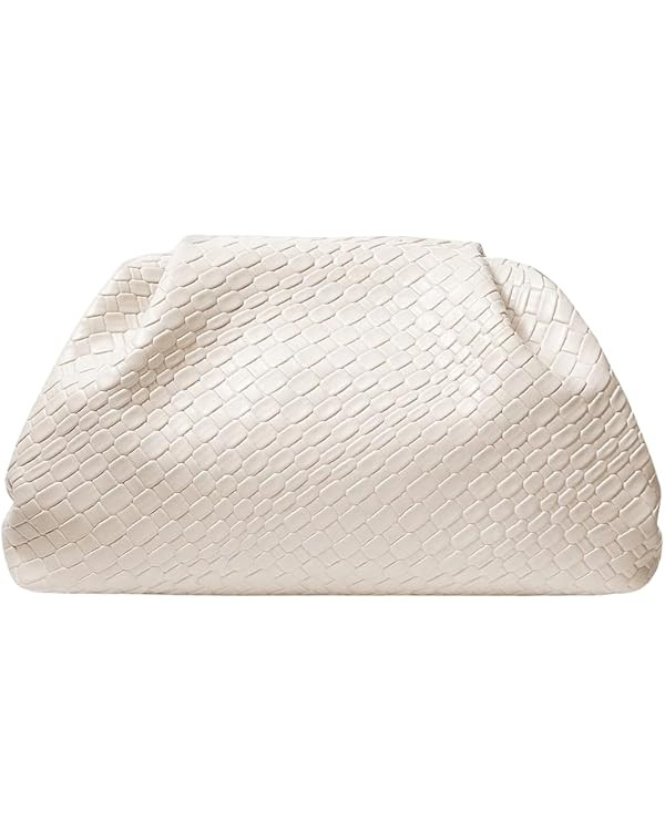 Women's Woven Evening Bag Dumpling Clutch Purse No Strap Handbags Elegant Faux PU Leather Clutch ... | Amazon (US)