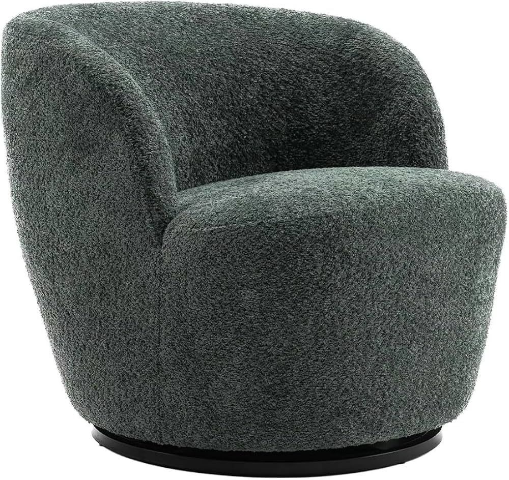 YOUNIKE Accent Chair Small Swivel Barrel Chairs 360° Rotation Teddy Velvet Single Sofa Modern Co... | Amazon (US)
