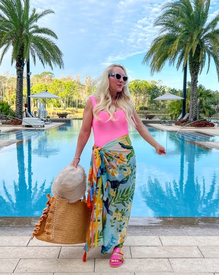 Pool look. Hunza G one piece. Farm Rio sarong. Pool bag. Pool look. Florida vacation. Swimsuit, one piece swimsuit, hat

#LTKSeasonal #LTKtravel #LTKstyletip