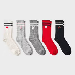 Women's Sporty Icon Ribbed Valentine's Day 5pk Crew Socks - Wild Fable™ Assorted Colors 4-10 | Target