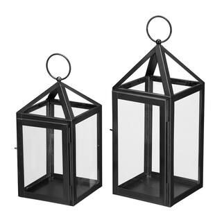 Home Decorators Collection Modern Black Metal Lantern Candle Holder - Hanging or Tabletop (Set of... | The Home Depot
