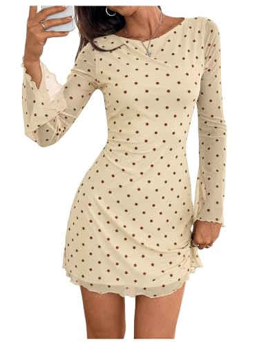 Milumia Women's Polka Dots Long Sleeve Mini Dress Cocktail Short Dresses | Amazon (US)