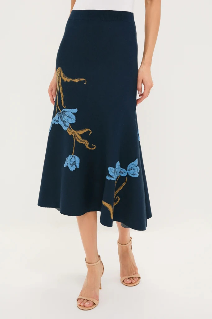 Navy A-Line Midi Knit Skirt | Tuckernuck (US)