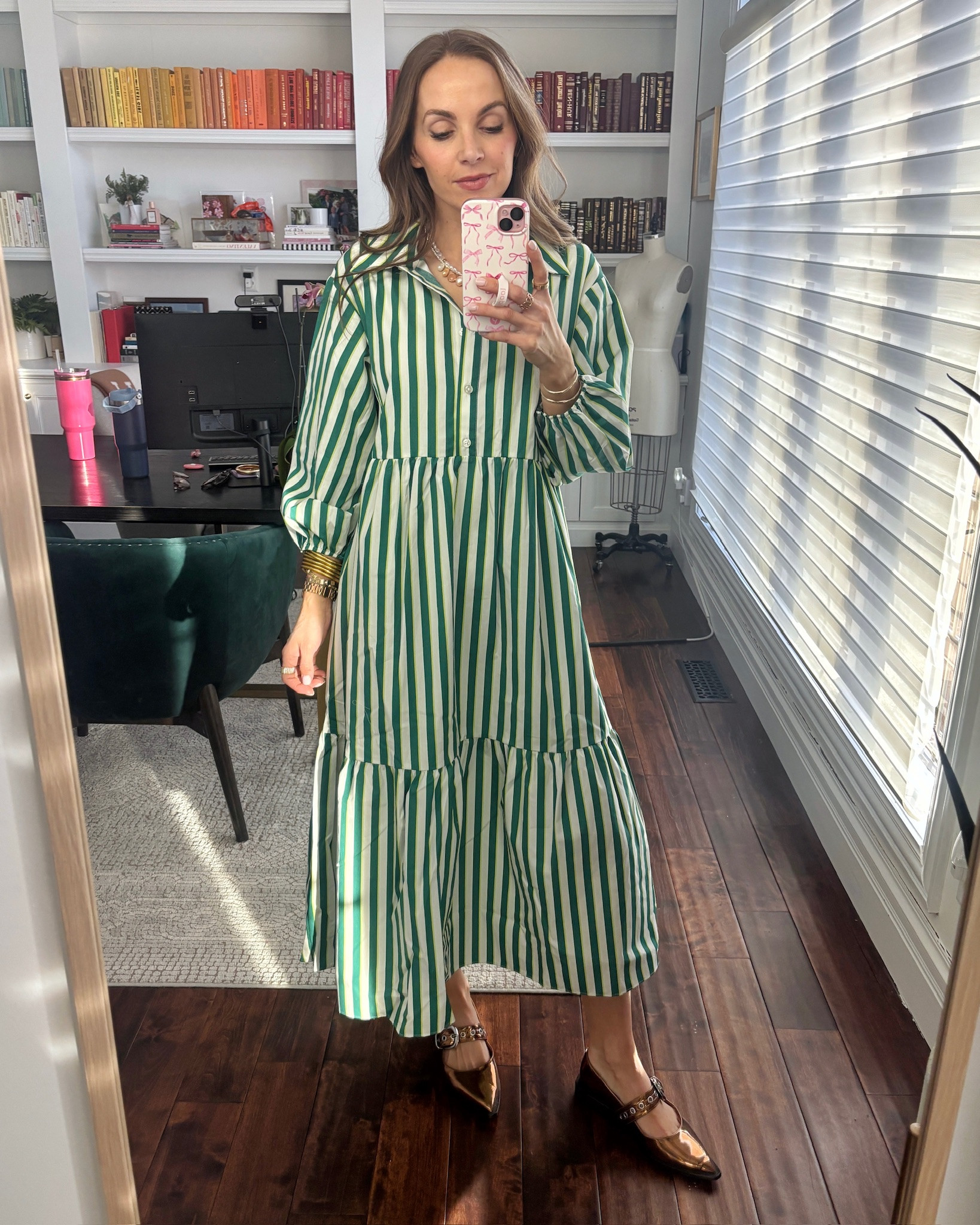 @anthropologie Easter spring dress striped green + buckle flats // 20% off with code MERRICK20

#LTKSaleAlert #LTKWedding #LTKSeasonal