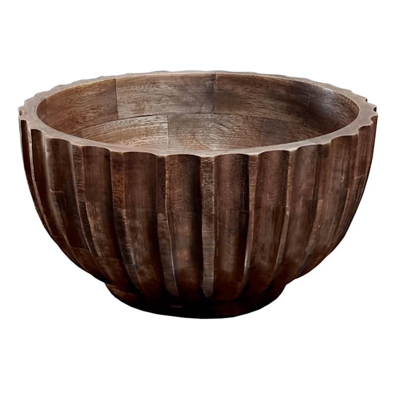 Nearly Neutral Mango Wood Serving Bowl, 9" | At Home