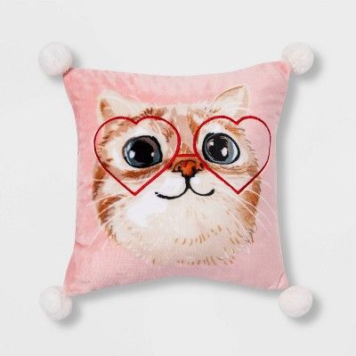 Kitty Square Throw Pillow Pink - Spritz&#8482; | Target