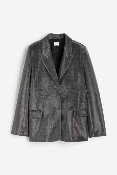 Glanzende blazer - Zwart/zilverkleurig - DAMES | H&M NL | H&M (DE, AT, CH, NL, FI)