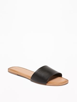 Faux-Leather Slide Sandals for Women | Old Navy US