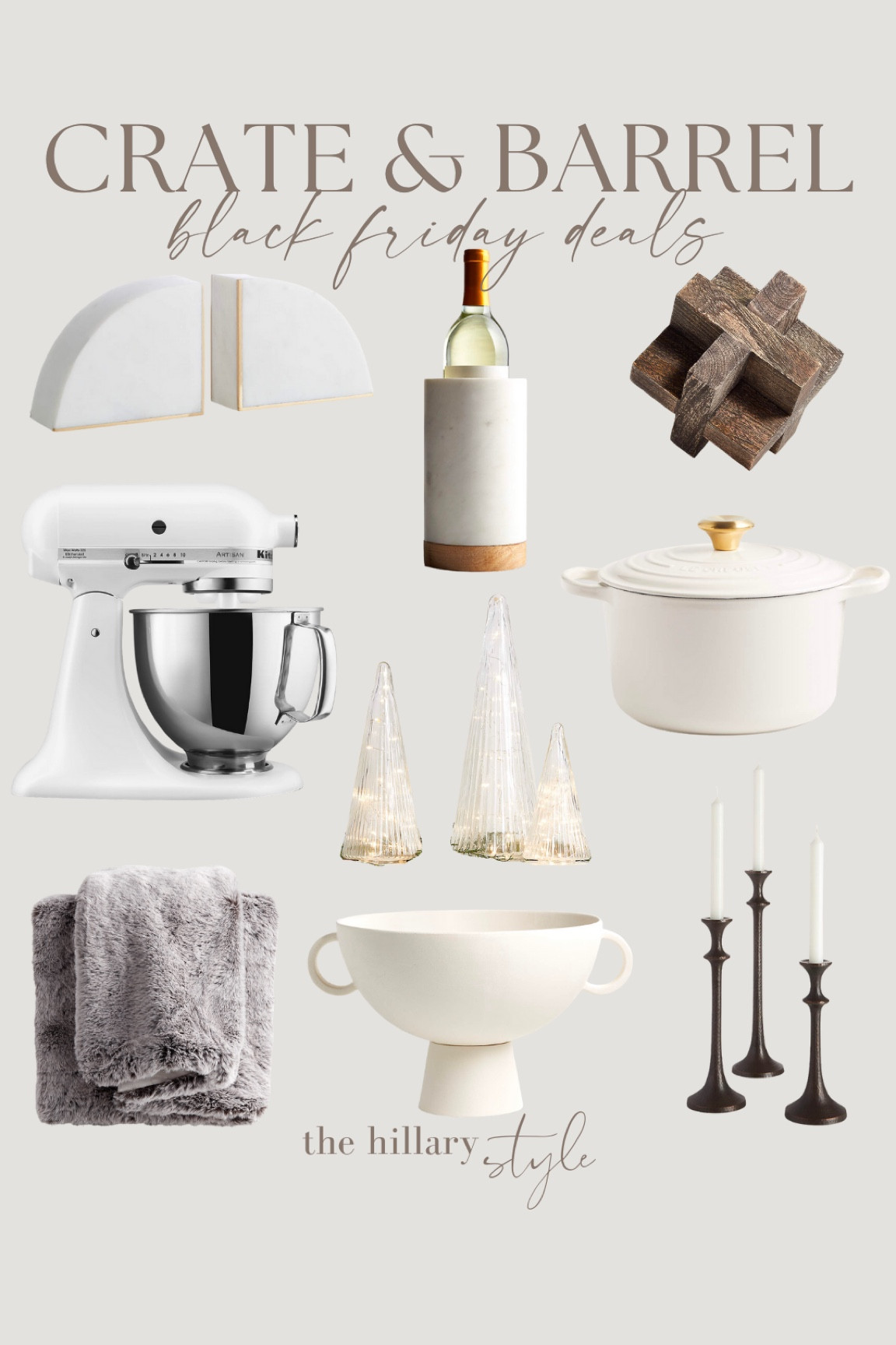 Crate and barrel Black Friday deals!

Bookends. Marble wine coaster. Knot. Mixer. Holiday decor. Candle holder. Bowl. Blanket. 

#LTKHoliday #LTKCyberweek #LTKsalealert