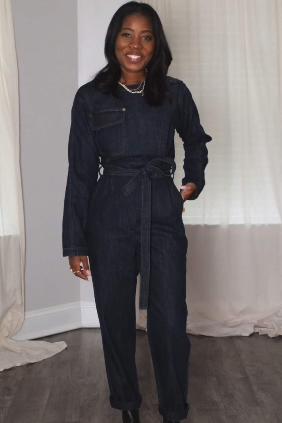 Denim jumpsuit with combat boots fall winter fashion 

#LTKstyletip