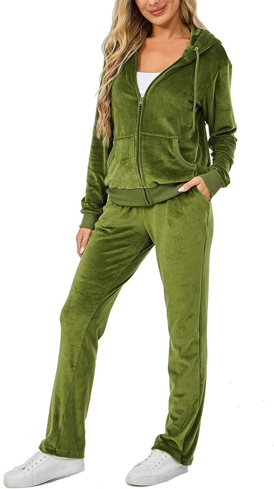Velour Track Suits for Women Set Fall Sweatsuits 2 Piece | Amazon (US)
