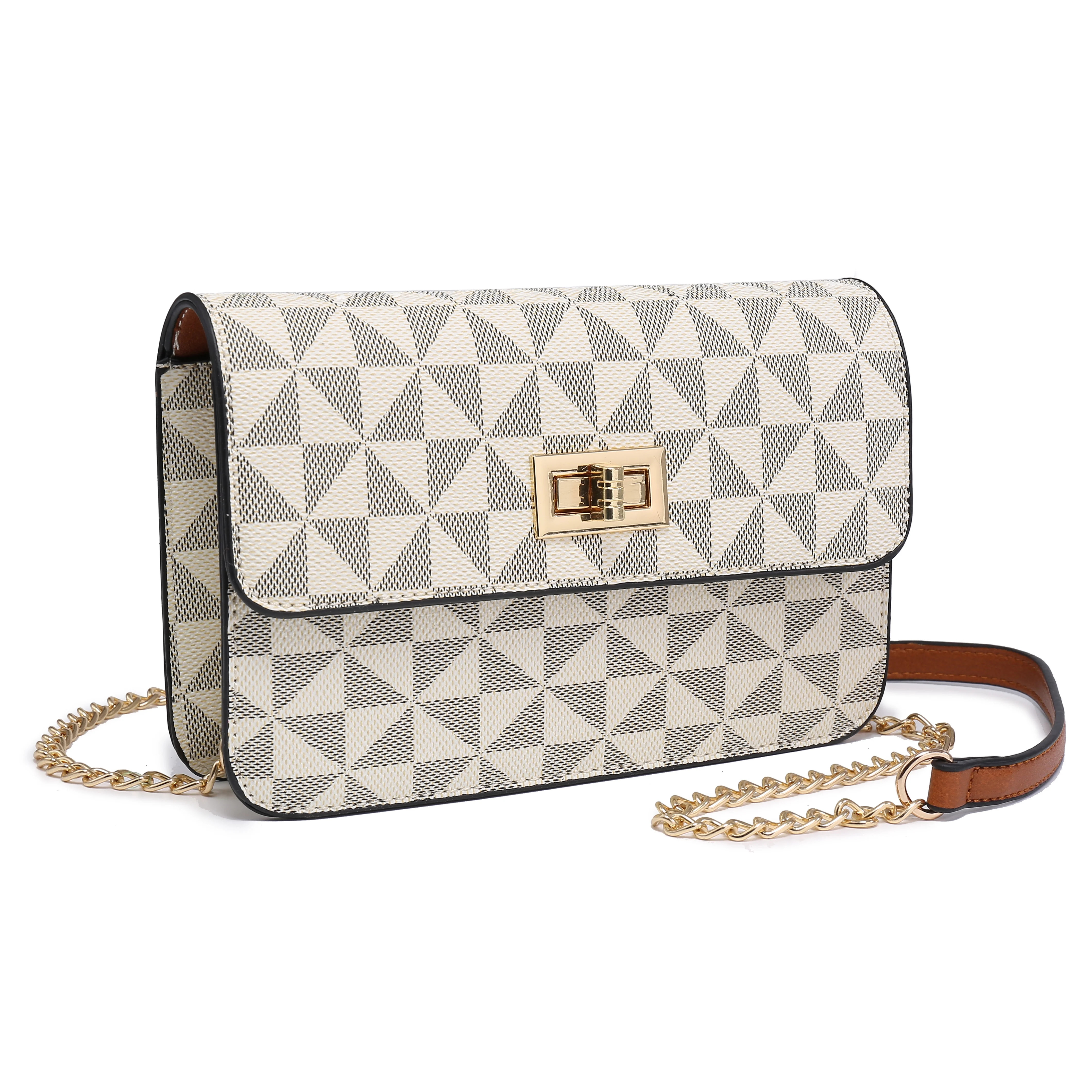 Poppy Women Faux Leather Flap Crossbody Bag Chain Shoulder Purse Clutch Handbag | Walmart (US)