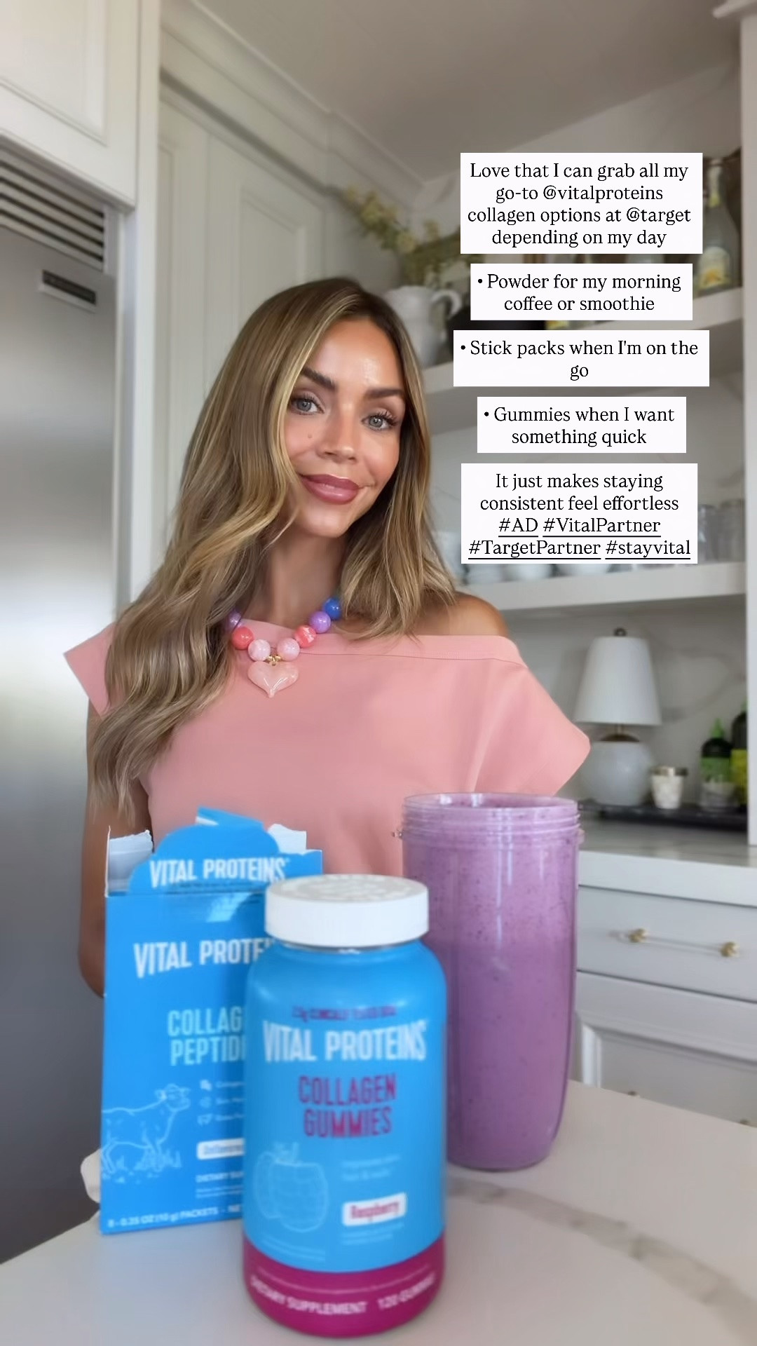 #ad #VitalPartner @target
The easiest habit I’ve added to my routine lately 🤍
I love that I can grab all my go-to @vitalproteins collagen peptides at Target depending on my day—

• Powder for my morning coffee at home

• Stick packs when I’m on the go

• Gummies for an easy daily collagen addition

It just makes staying consistent feel effortless ✨ #targetpartner #stayvital @Shop.LTK #liketkit 
**These statements have not been evaluated by the Food and Drug Administration. These products are not intended to diagnose, treat, cure or prevent any disease.