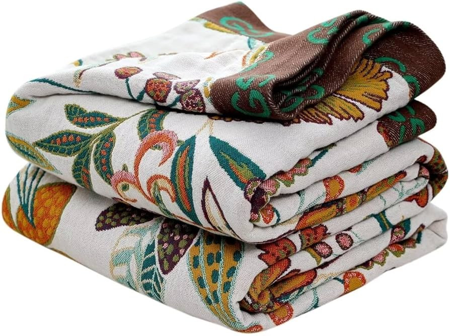 Boho Throw Blanket for Bed - 100% Cotton Ultra Soft Rustic Quilt - Floral Printed Farmhouse Decor... | Amazon (US)