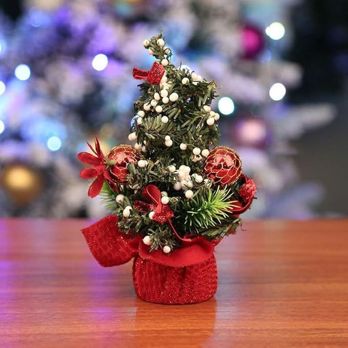 Mini Christmas Tree Tabletop Decorations Xmas Home Decor Artificial Berries Pine Branches Christm... | Amazon (US)