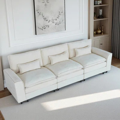 Modern Couch 3-seater Sofa , Couch For Living Room,beige Chenille | Wayfair North America